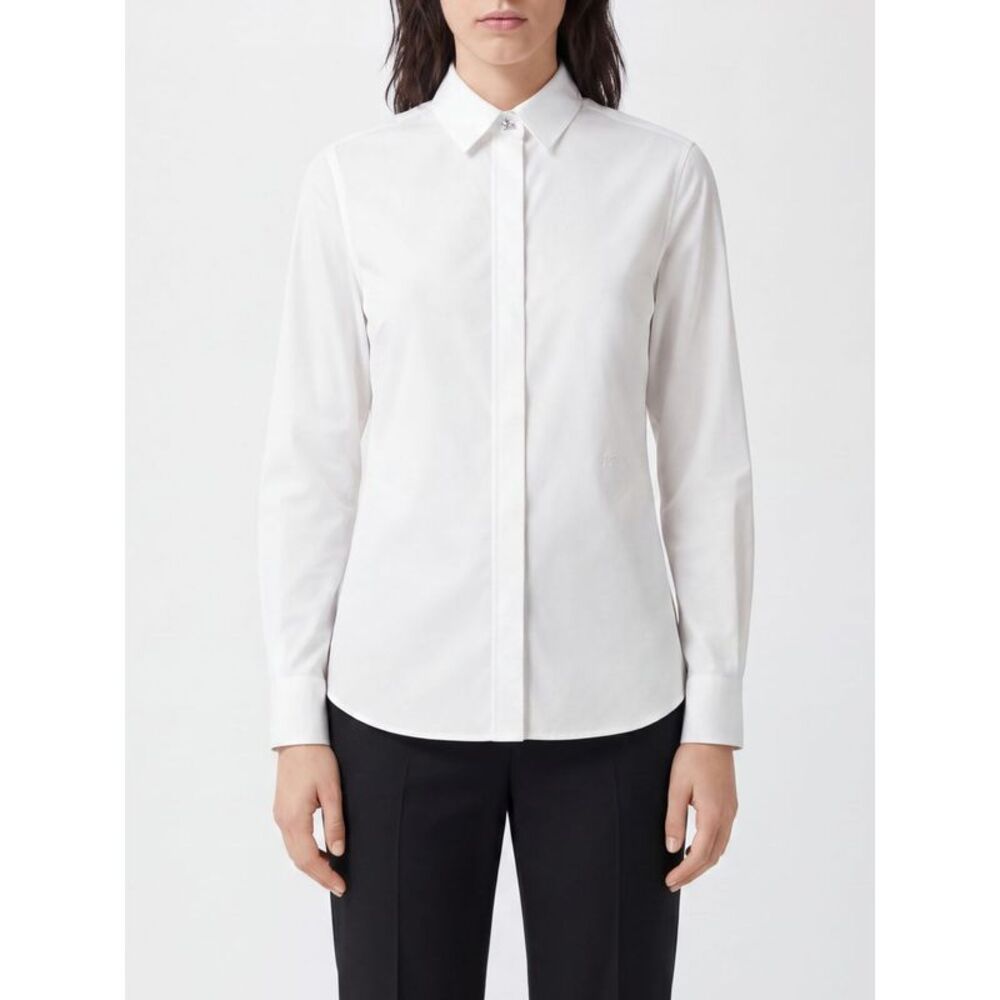 Burberry Women Burberry Slim Fit Cotton Poplin Shirt With Concealed Placket